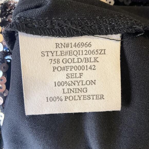 Crystal Doll Women Dress L Black Geometric Sheath Party Sequin Above Knee Length - Picture 3 of 12